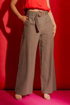 Khaki Sandwashed Linen Cleo Pant