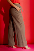 Khaki Sandwashed Linen Cleo Pant