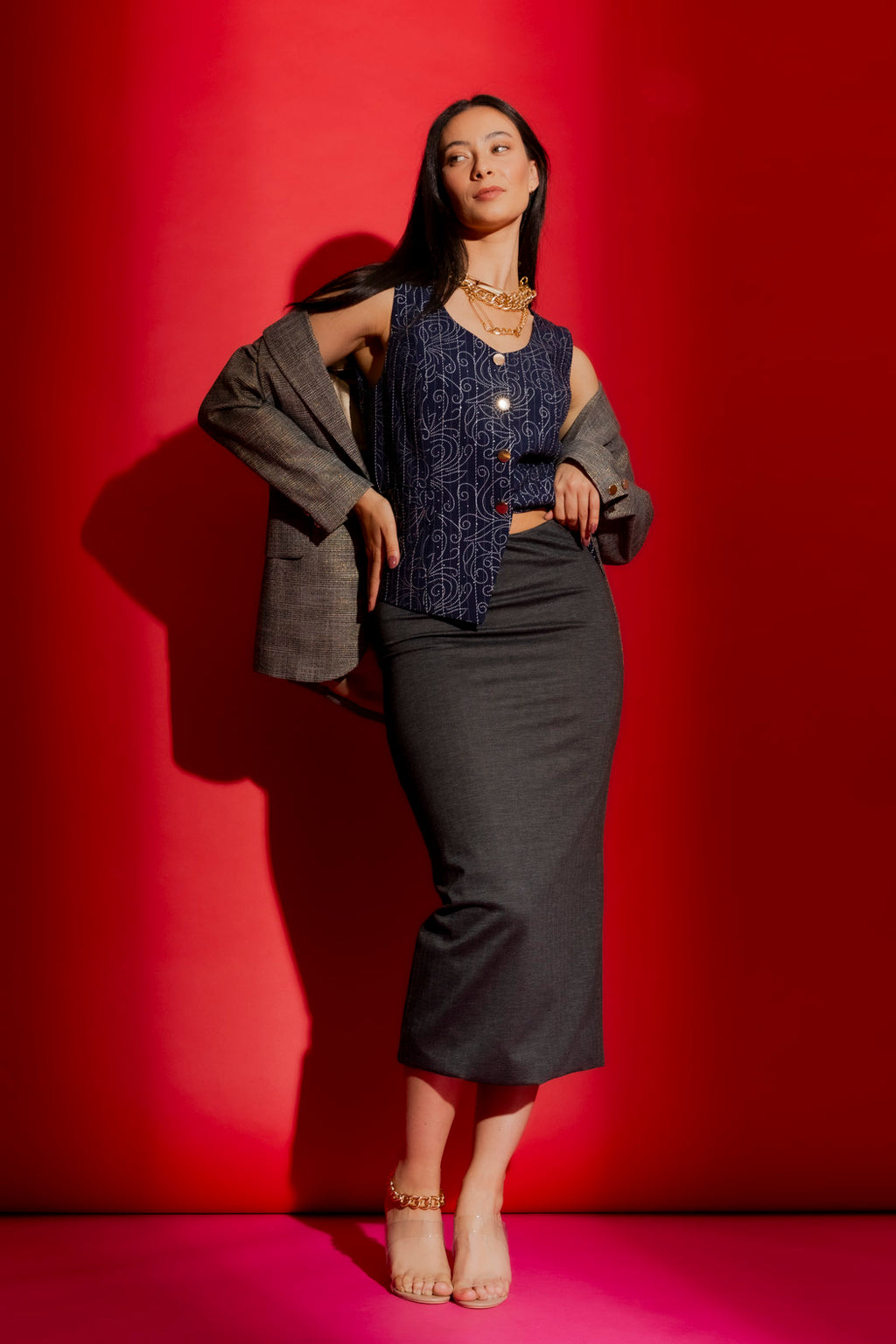 Navy Embellished Vest