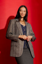 Grey Lurex Boyfriend Blazer Grey Lurex