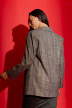 Grey Lurex Boyfriend Blazer Grey Lurex