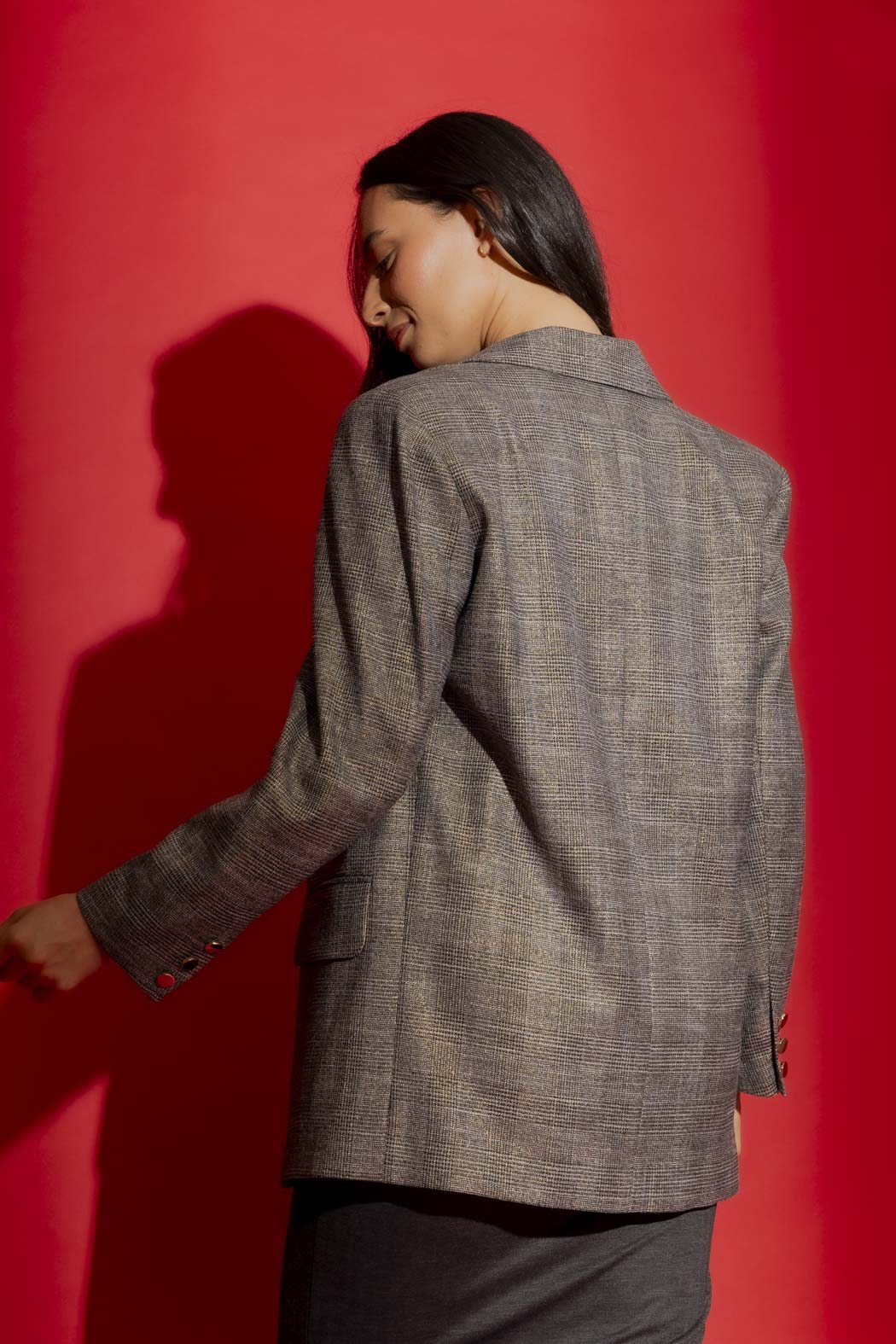 Grey Lurex Boyfriend Blazer Grey Lurex