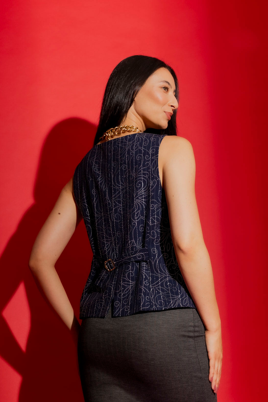 Navy Embellished Vest