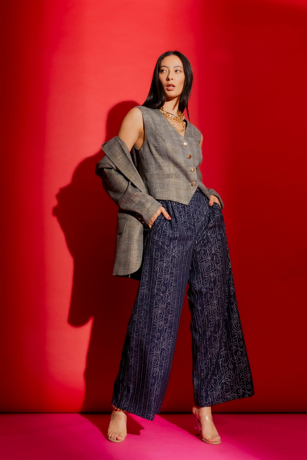 Navy Embellished Cleo Pant