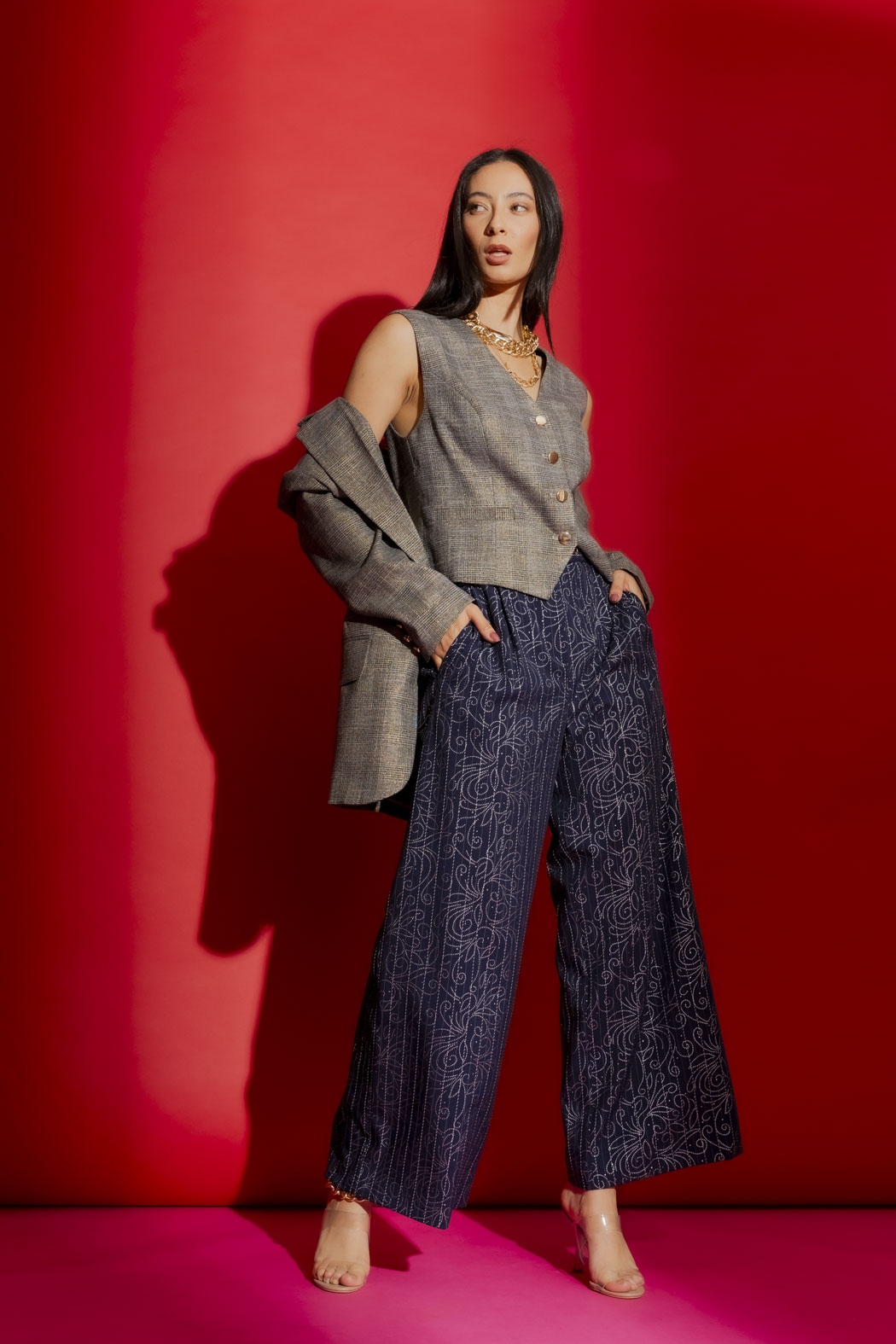 Grey Lurex Tailored Vest Grey Lurex