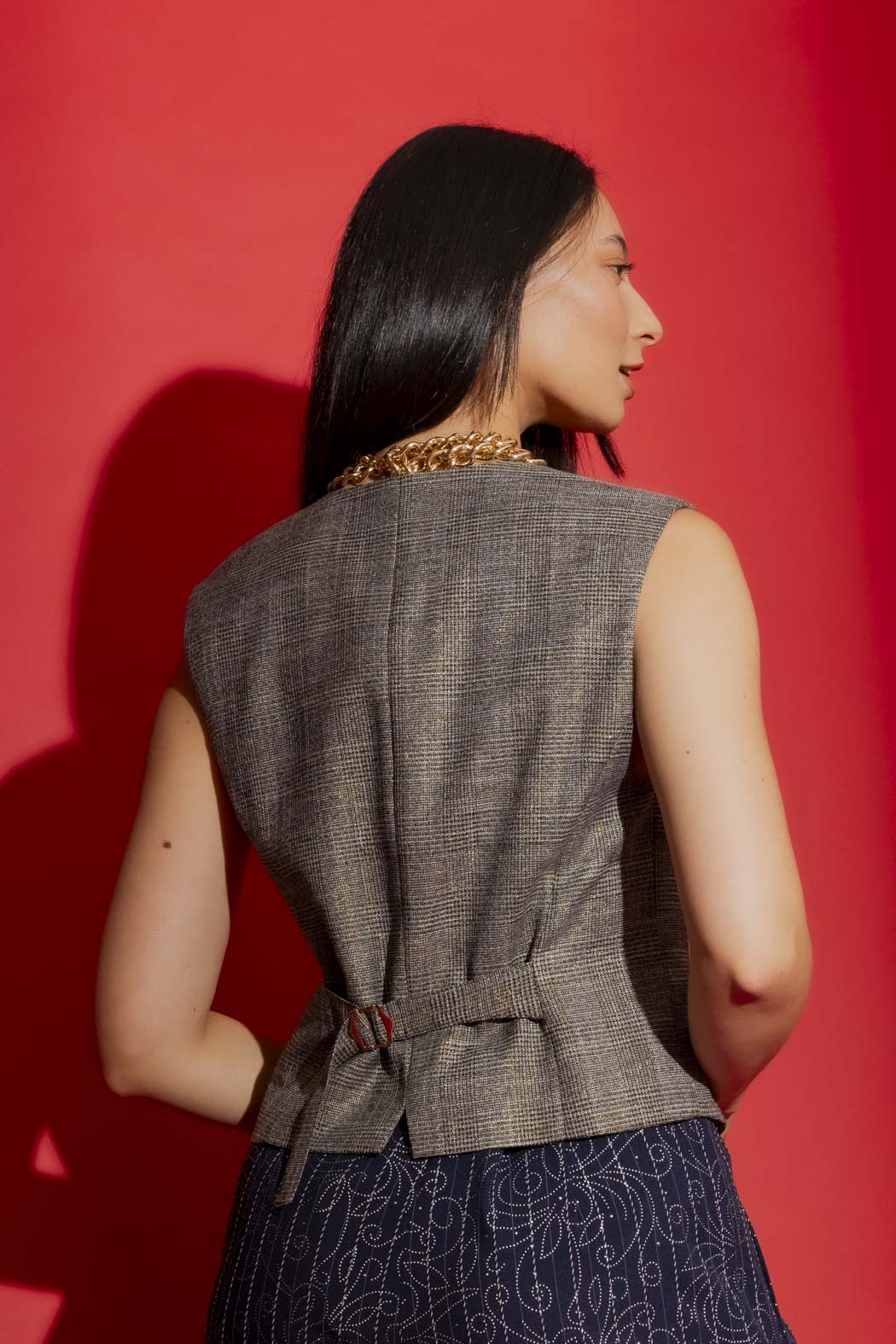 Grey Lurex Tailored Vest Grey Lurex