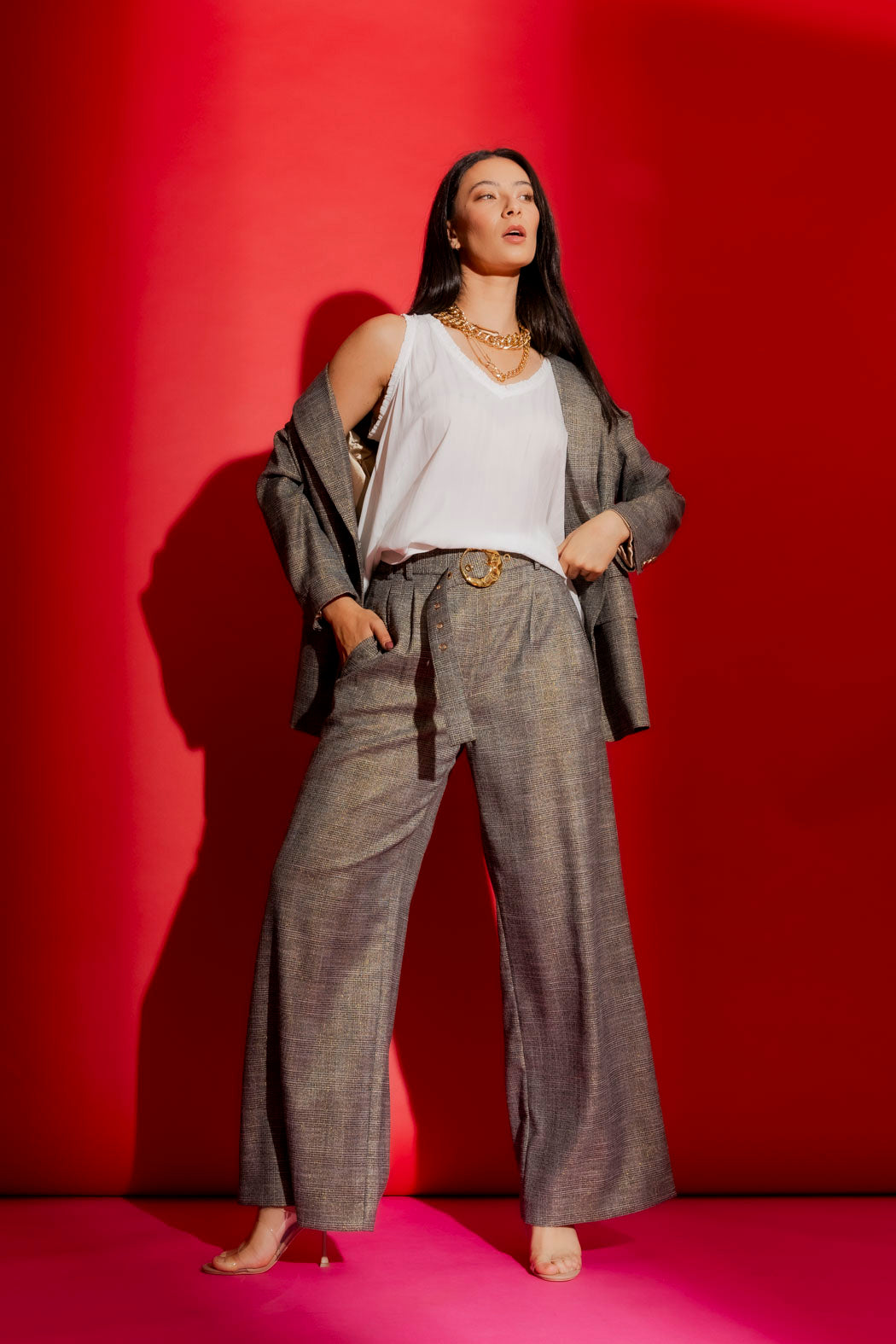 Grey Lurex Cleo Pant Grey Lurex