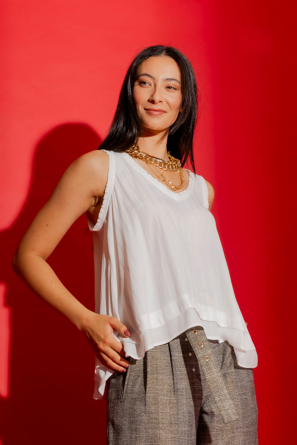 White Frill Bell Cami