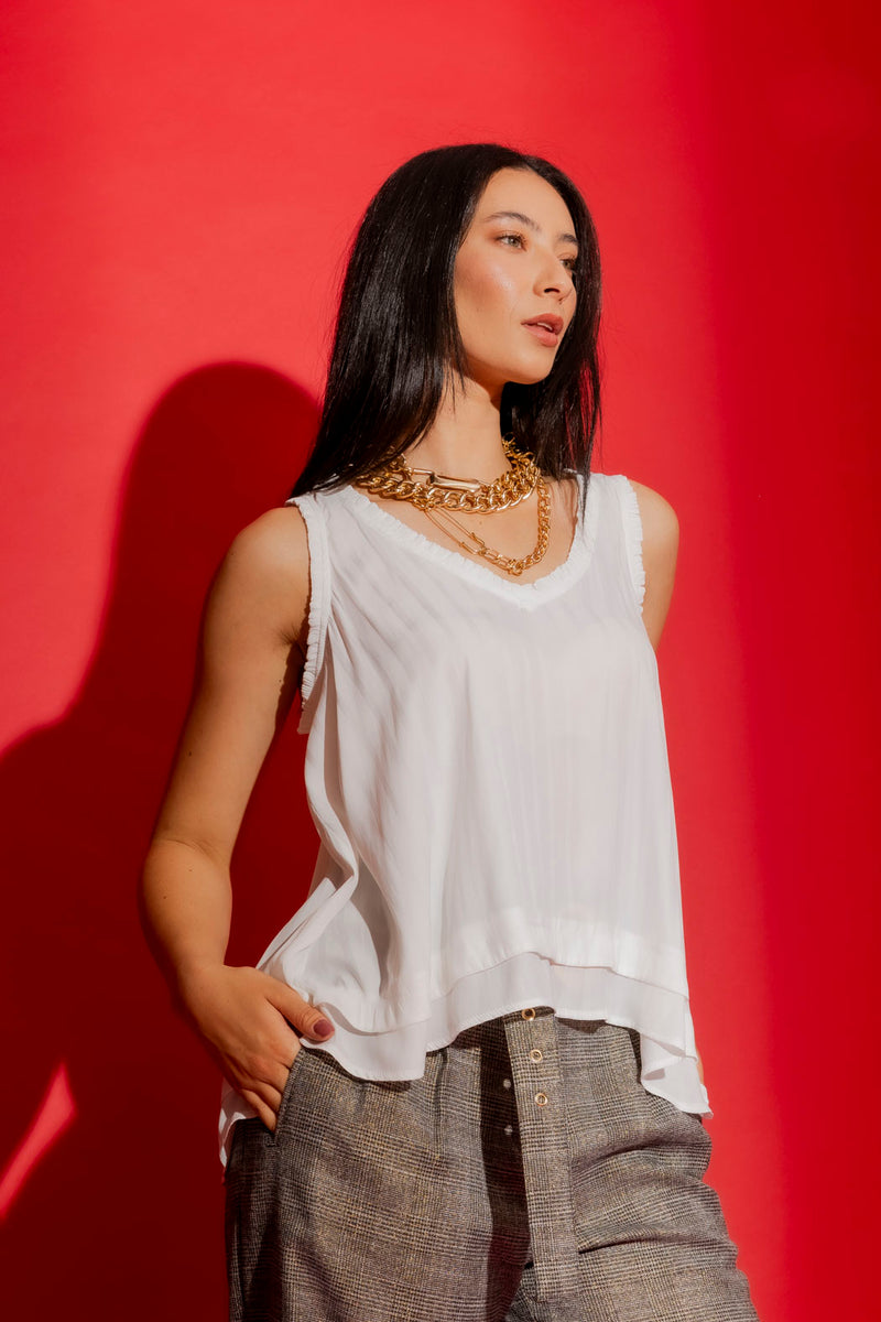 White Frill Bell Cami