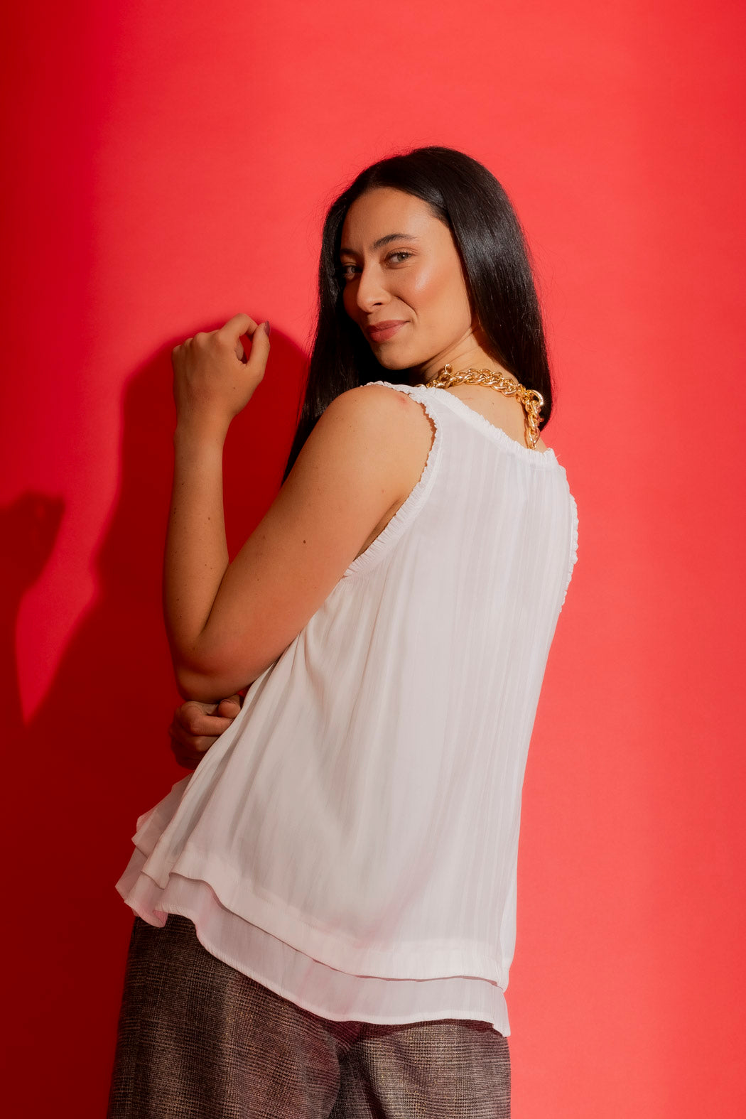 White Frill Bell Cami