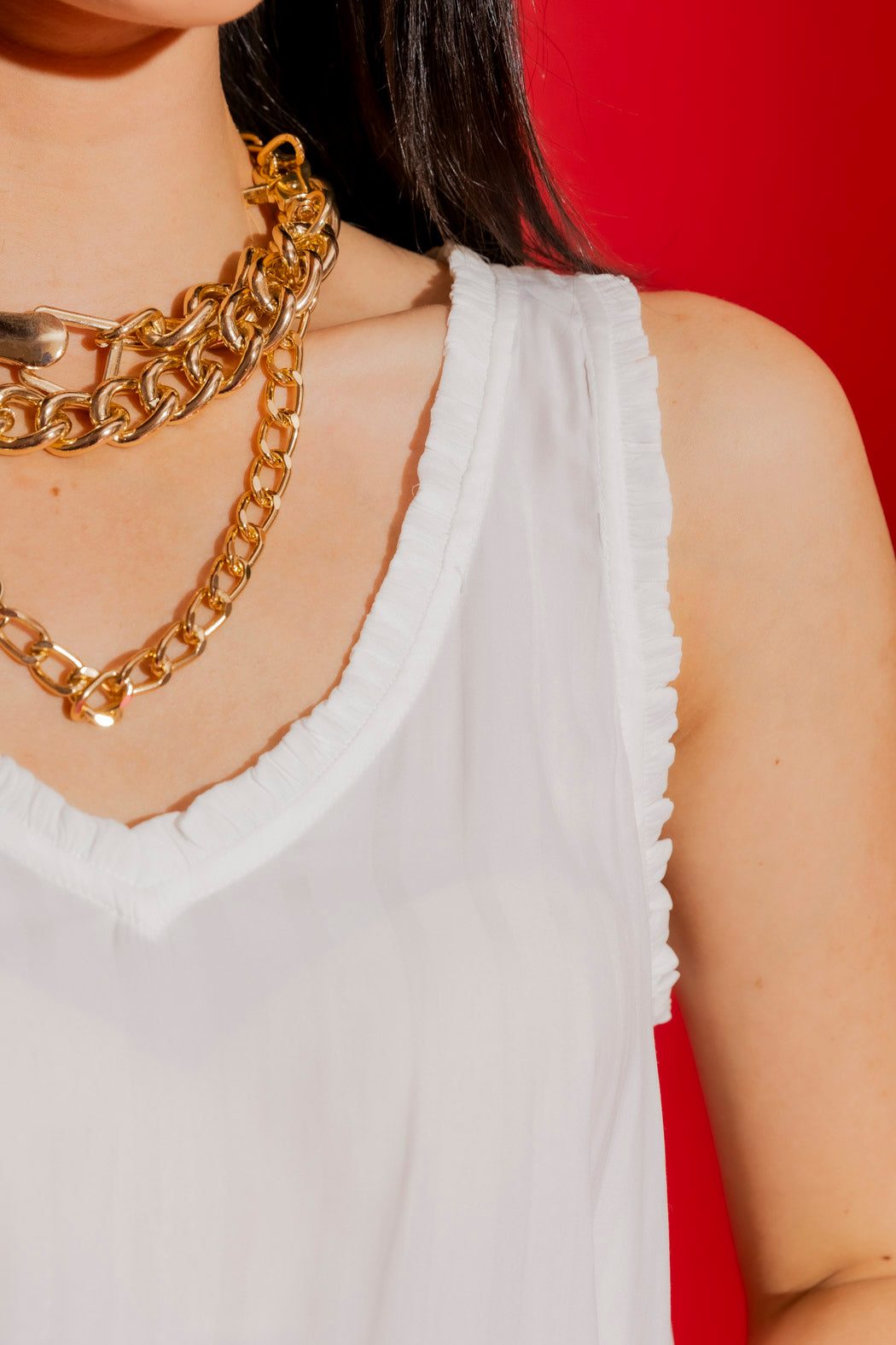 White Frill Bell Cami
