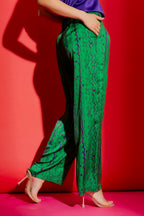 Green/Purple Silky Paperbag Pant