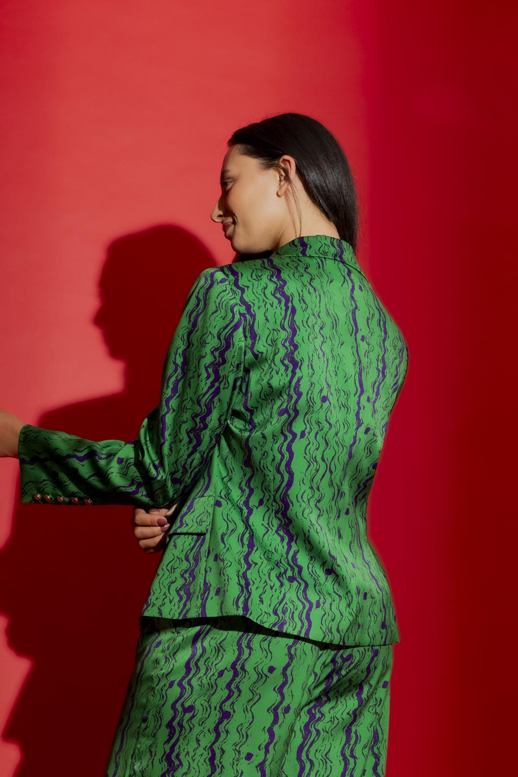 Green/Purple Sisca Midi Blazer