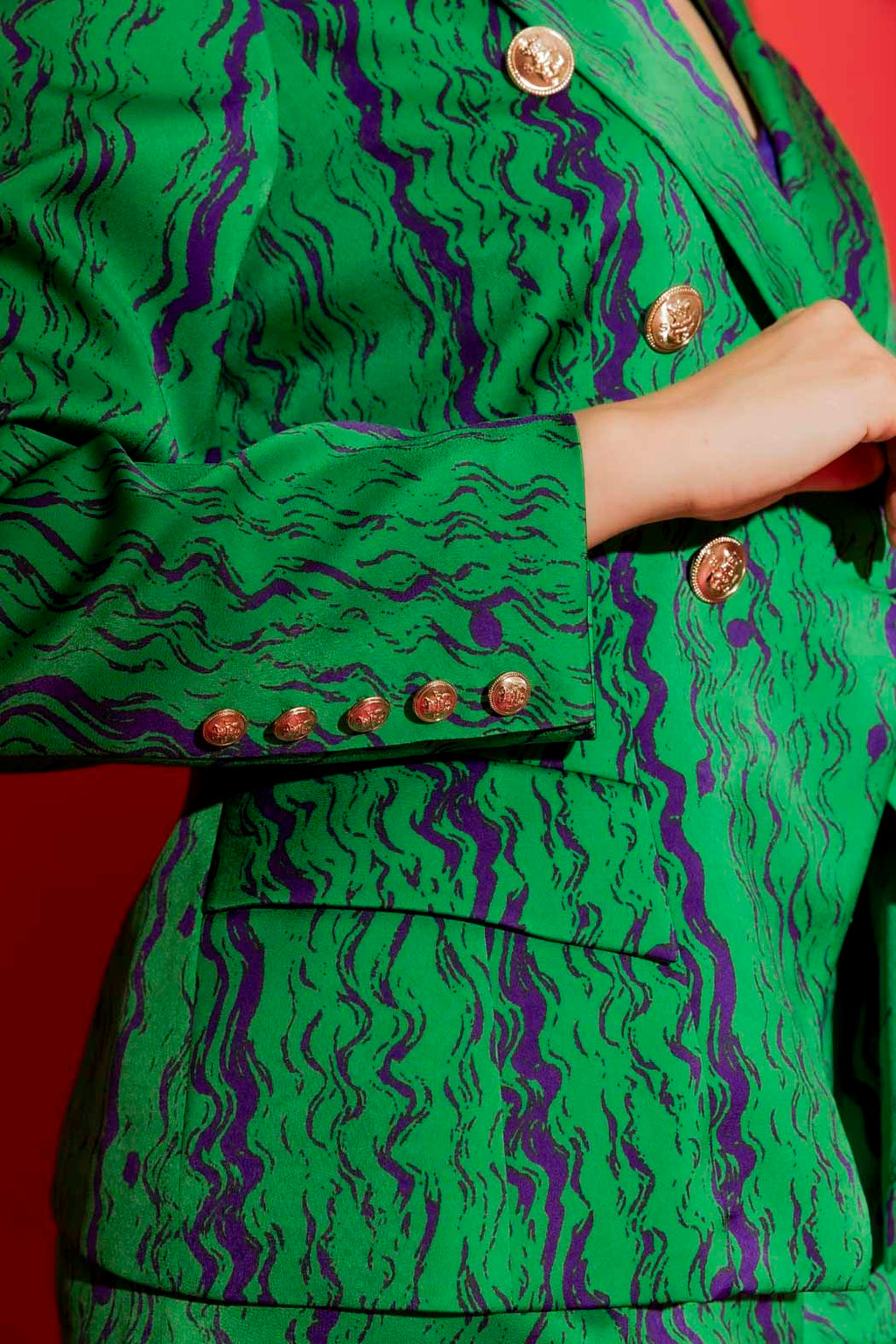 Green/Purple Sisca Midi Blazer