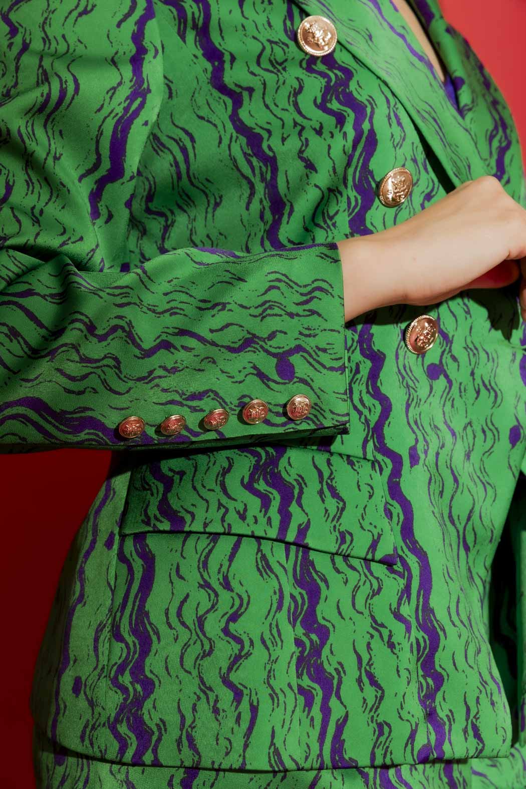 Green/Purple Sisca Midi Blazer