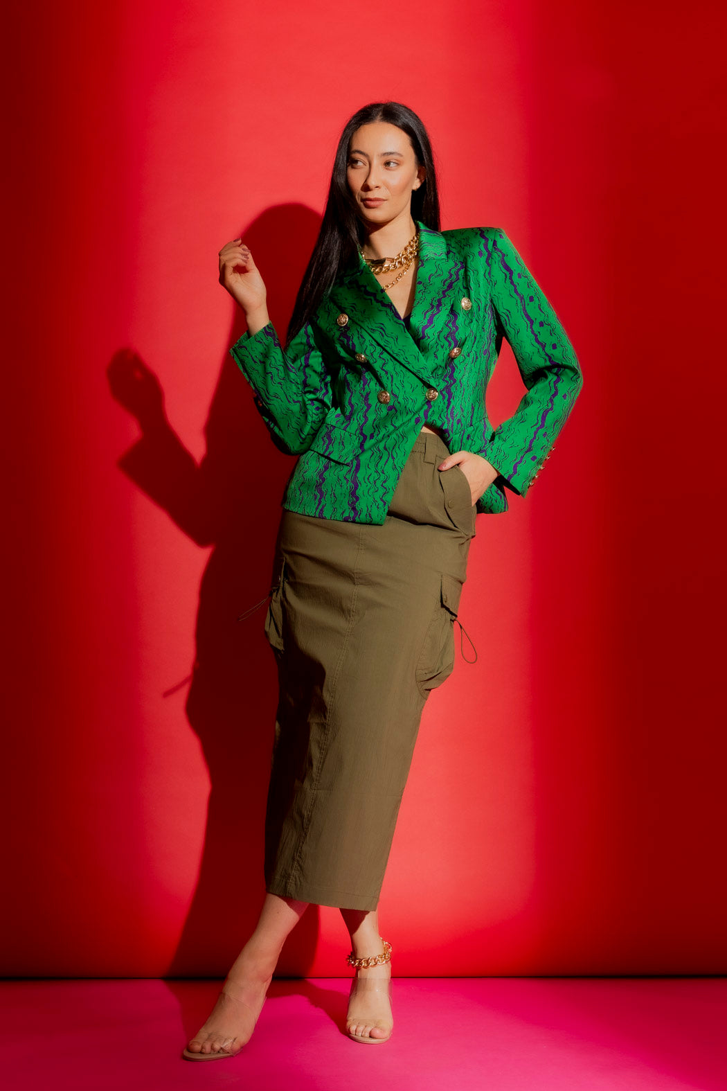 Khaki Parachute Cargo Skirt
