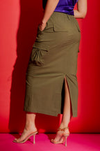 Khaki Parachute Cargo Skirt