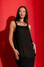 Black Silky Wide Strap Cami