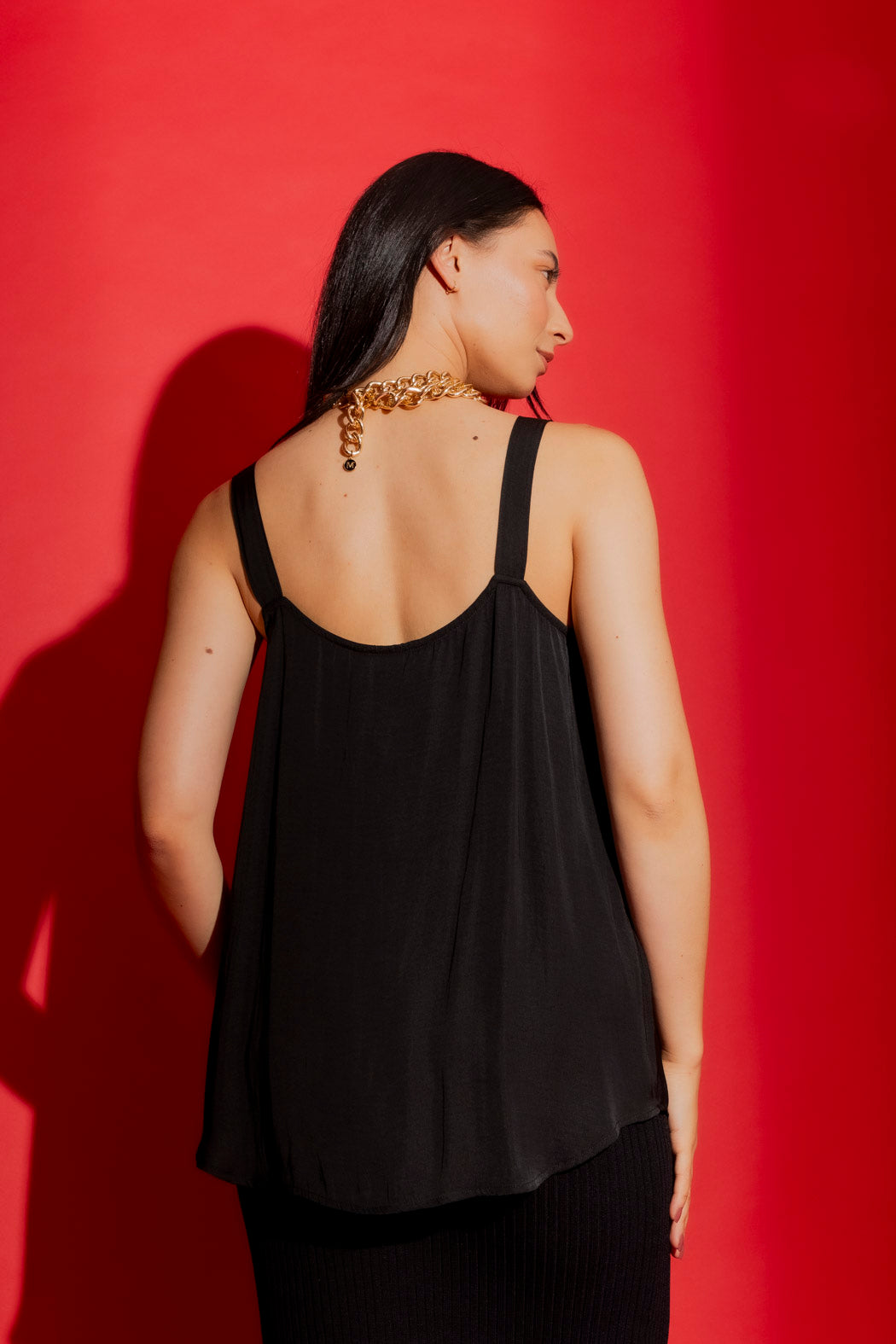 Black Silky Wide Strap Cami