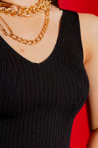 Black Rib Knit Cami Black
