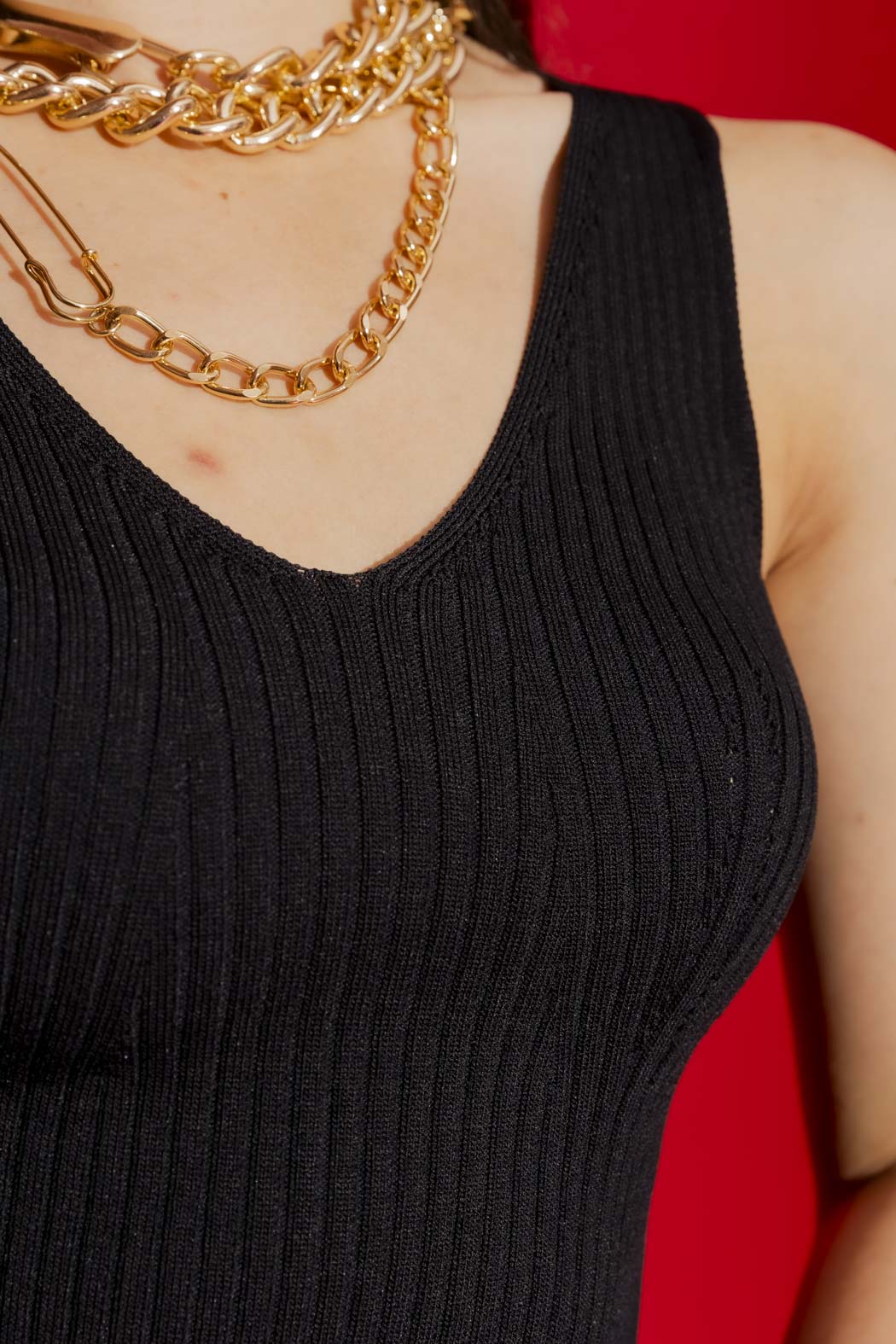 Black Rib Knit Cami Black