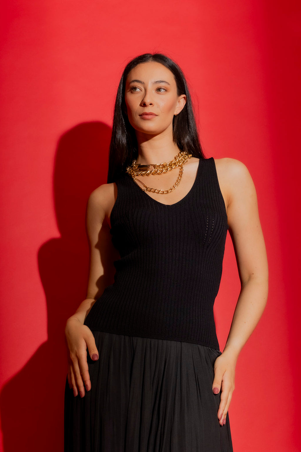 Black Rib Knit Cami Black