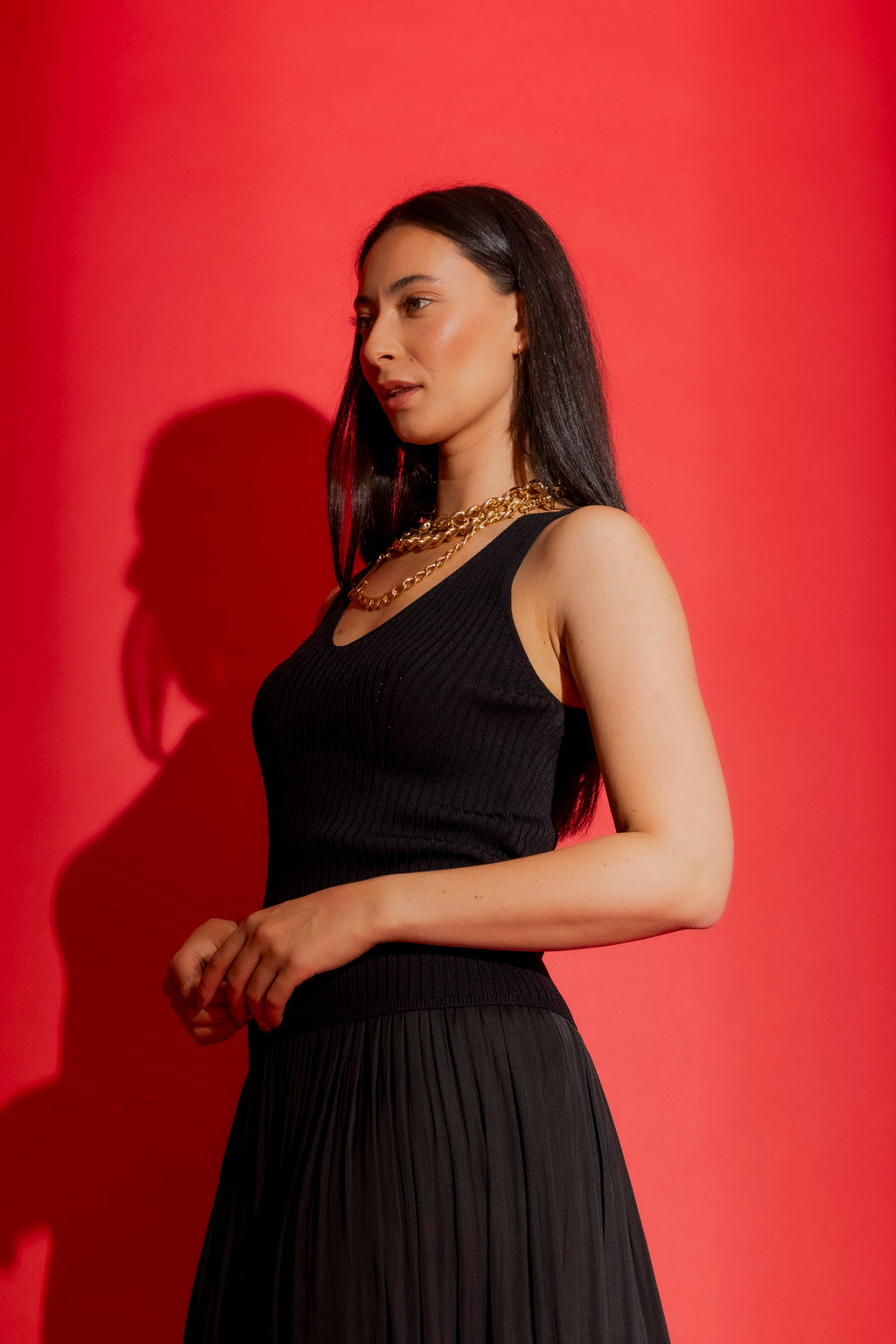 Black Rib Knit Cami Black