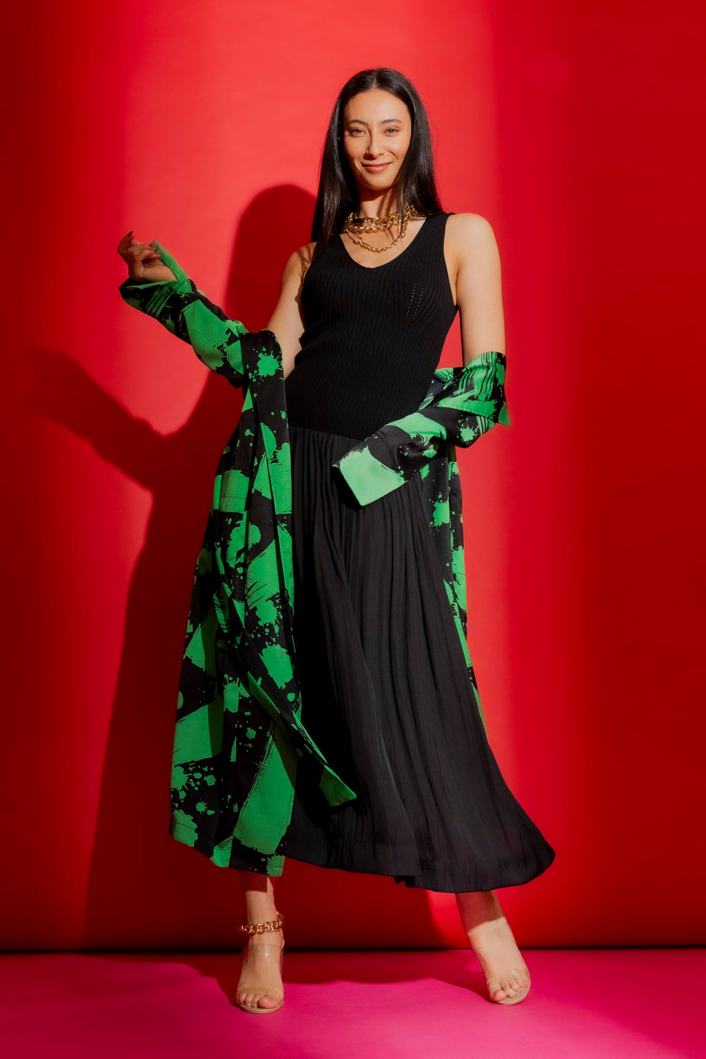 Black Rib Knit Cami Black