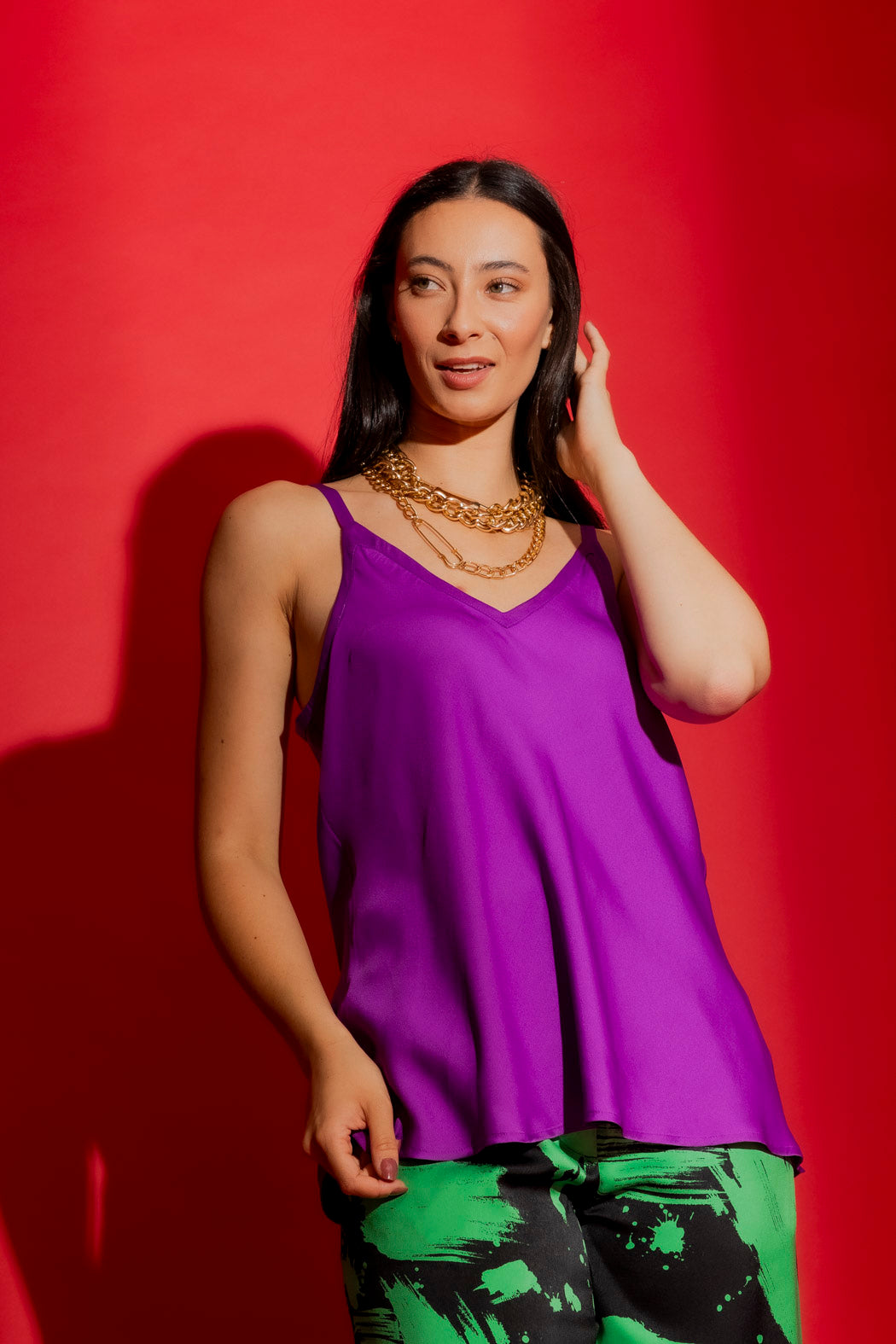 Magenta Silky Bias Cami