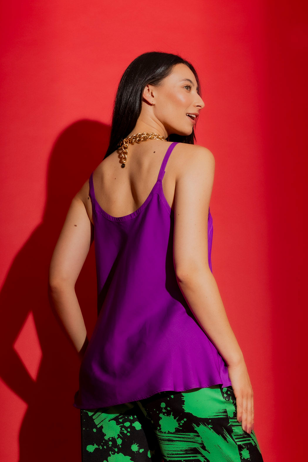 Magenta Silky Bias Cami