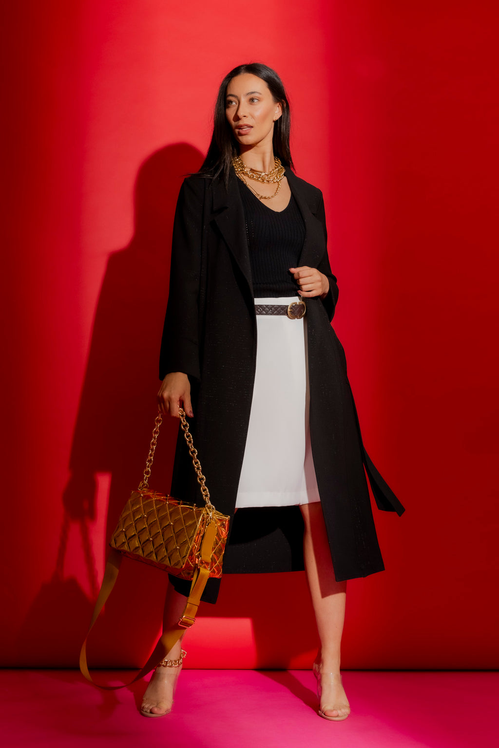 Black Shimmer Trench Coat