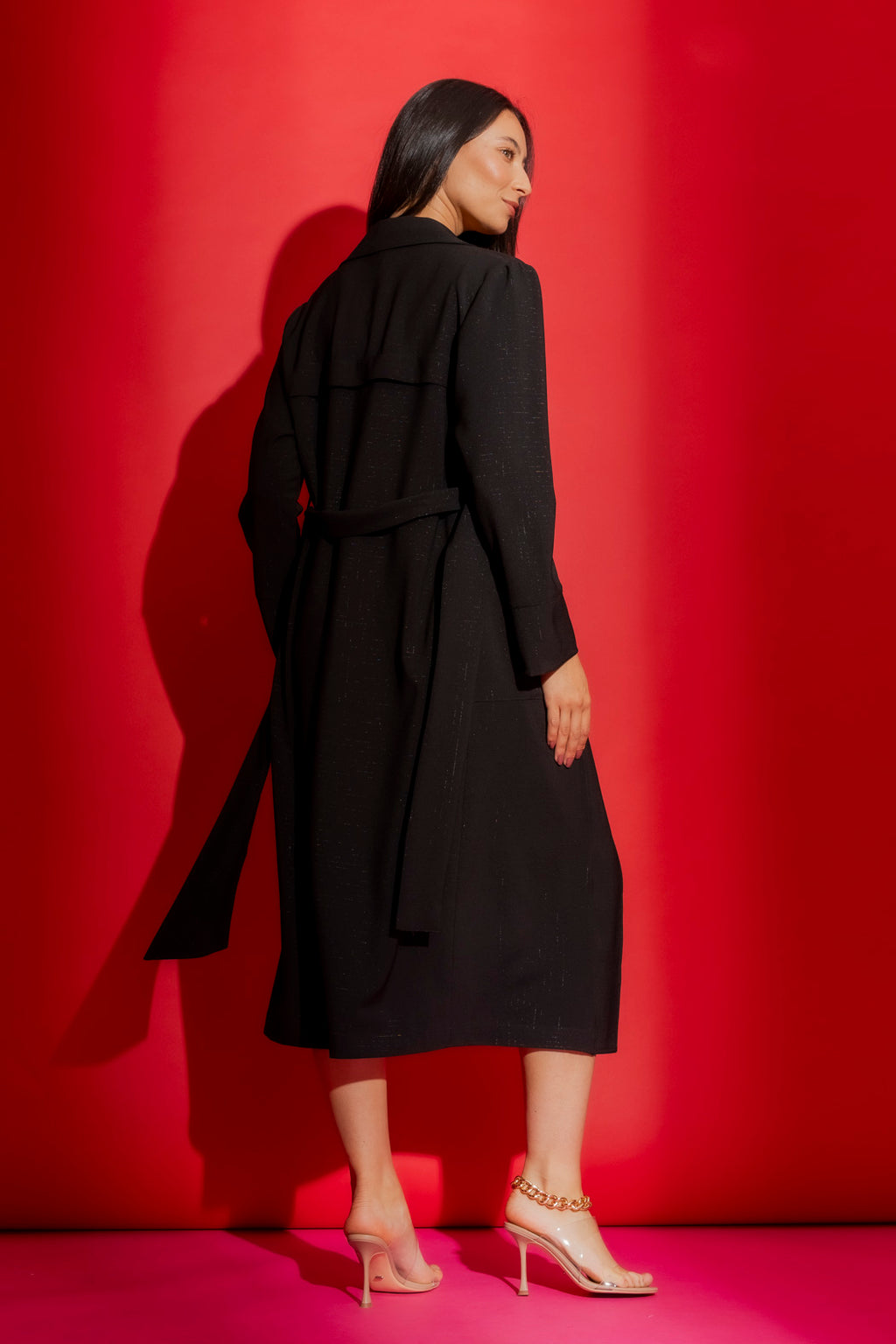 Black Shimmer Trench Coat