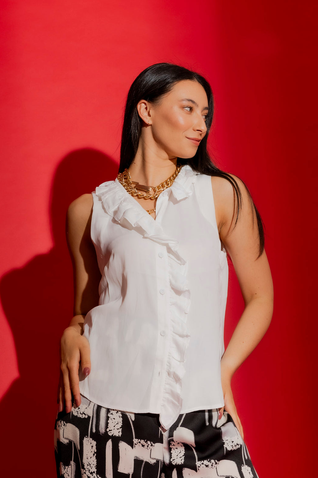 White Double Ruffle Cami