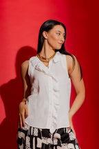 White Double Ruffle Cami