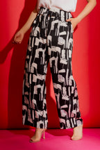 Black/White Silky Paperbag Pant