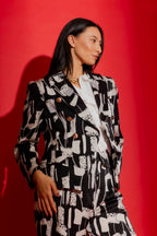 Black/White Sisca Midi Blazer