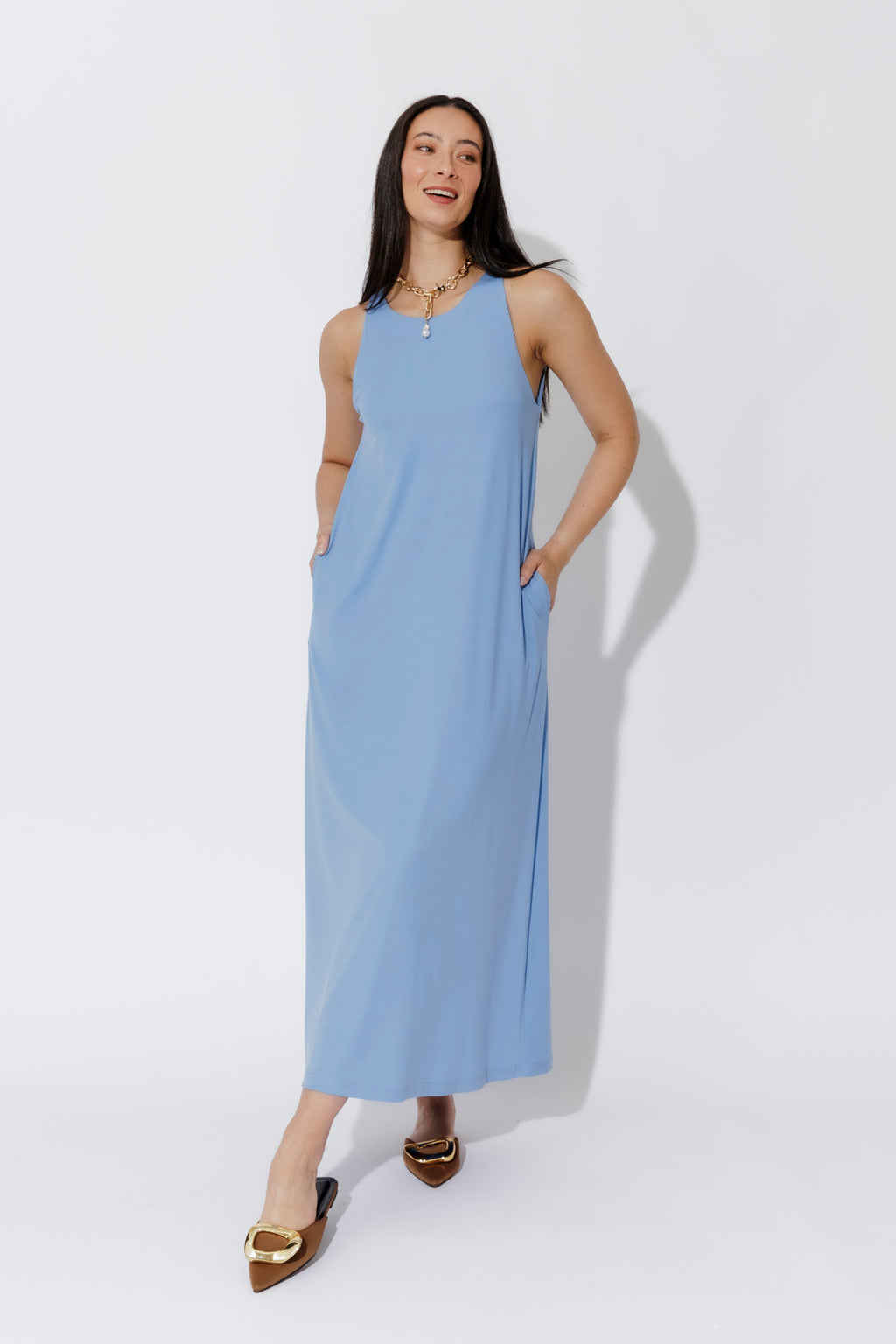 Cornflower Tencel Maxi Dress