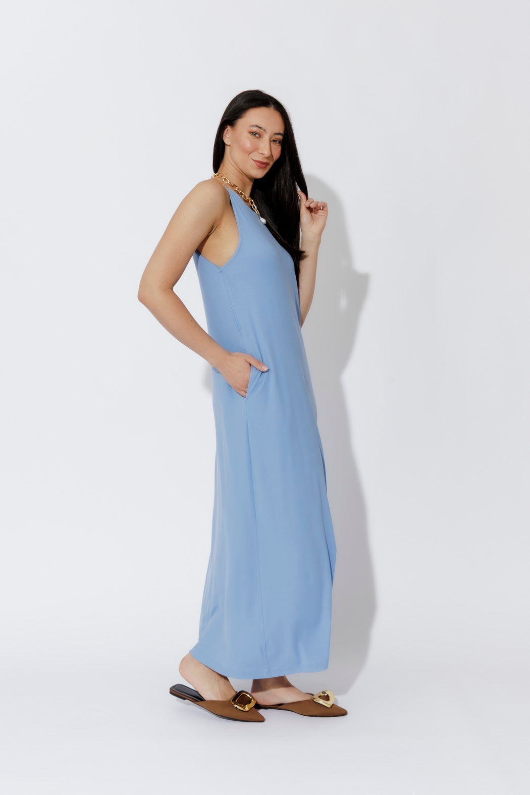Cornflower Tencel Maxi Dress