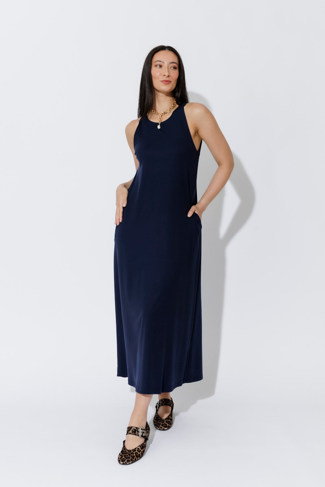 Navy Tencel Maxi Dress