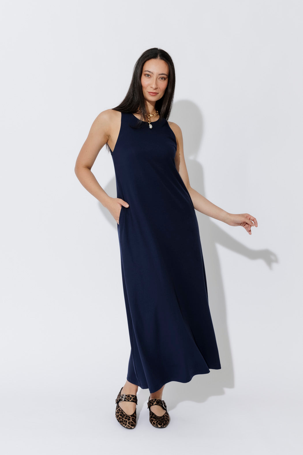 Navy Tencel Maxi Dress