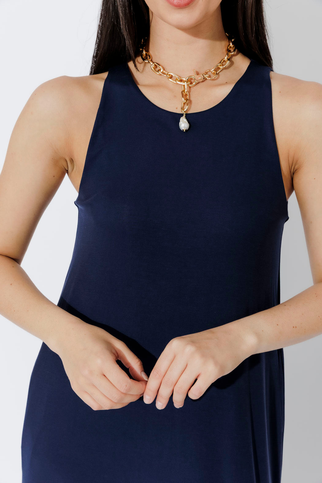 Navy Tencel Maxi Dress