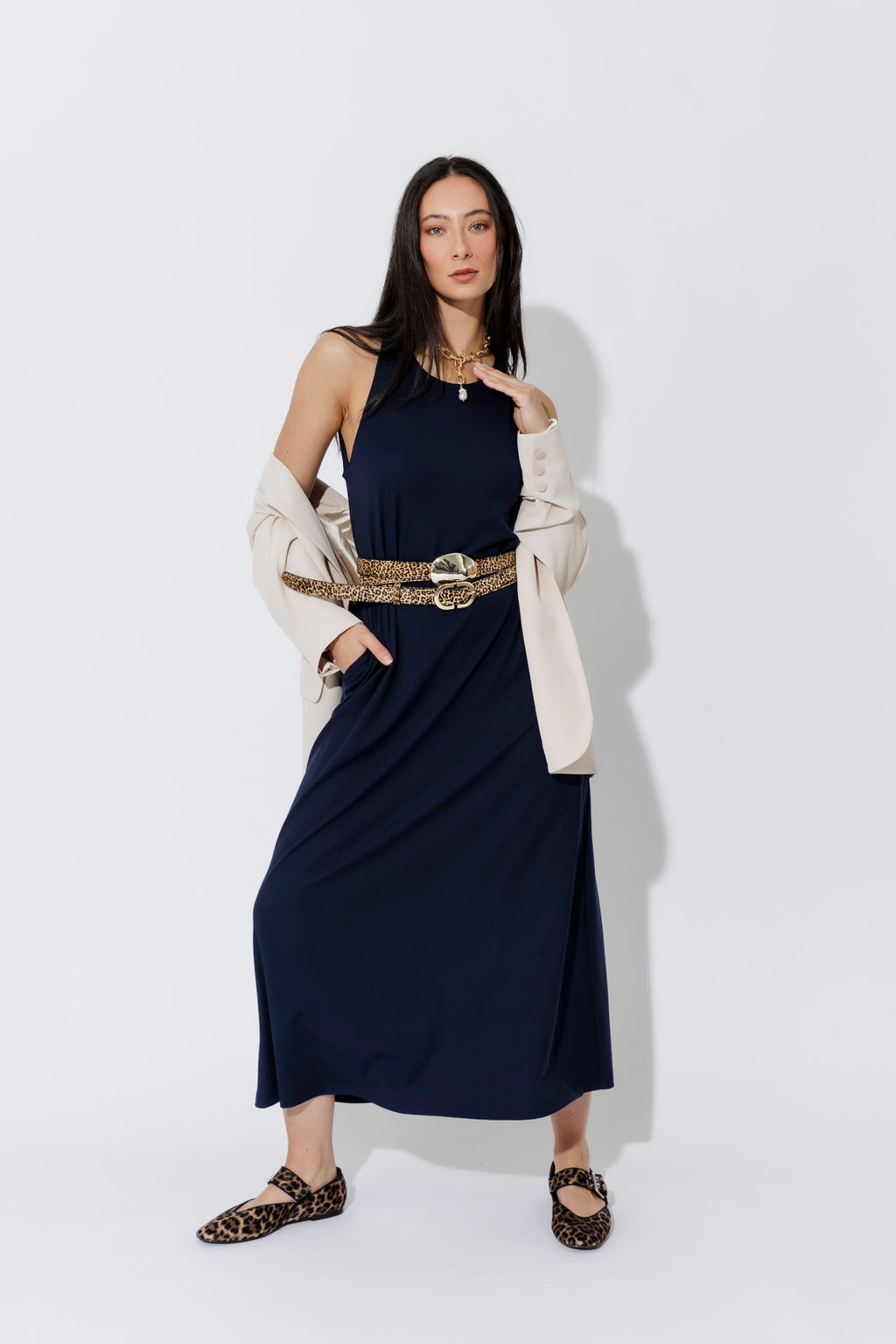 Navy Tencel Maxi Dress
