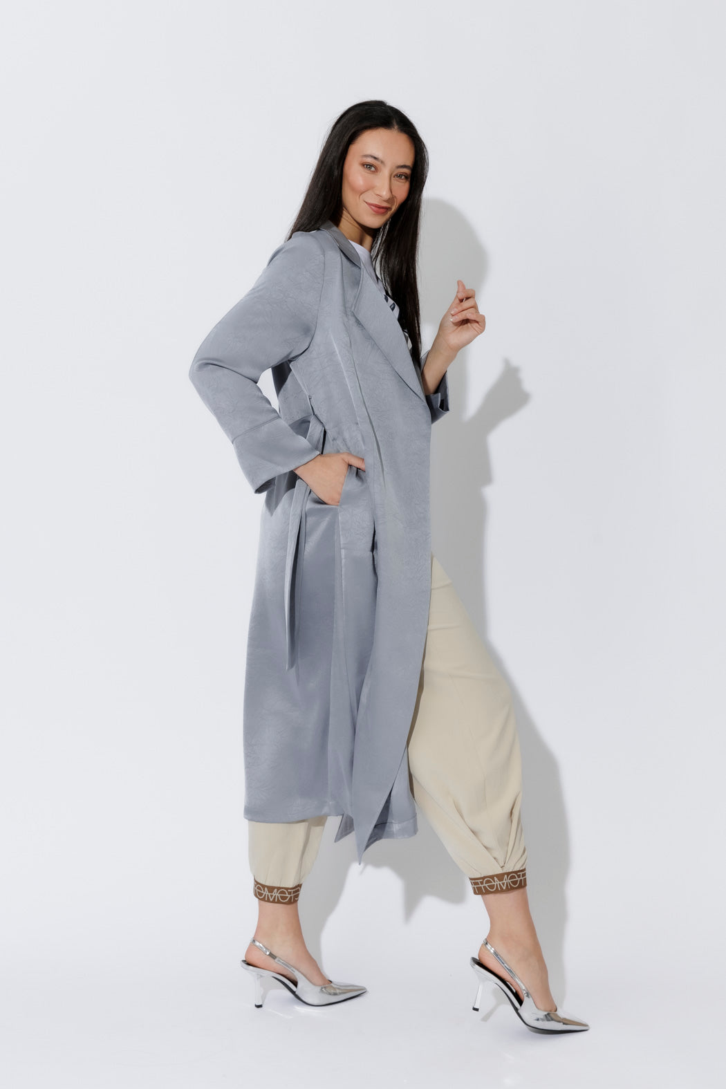 Silver Metallic Trench Coat
