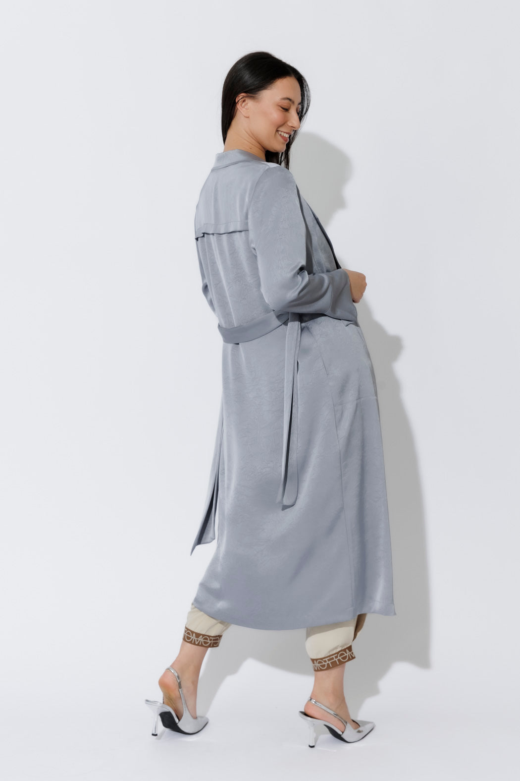 Silver Metallic Trench Coat