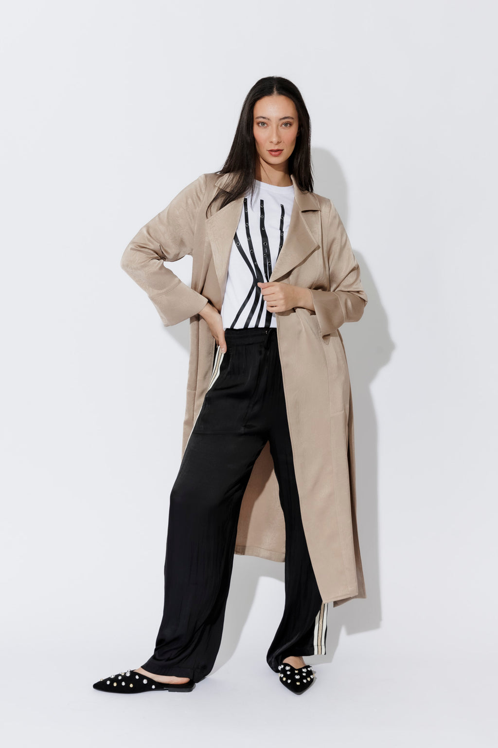 Soft Gold Metallic Trench Coat