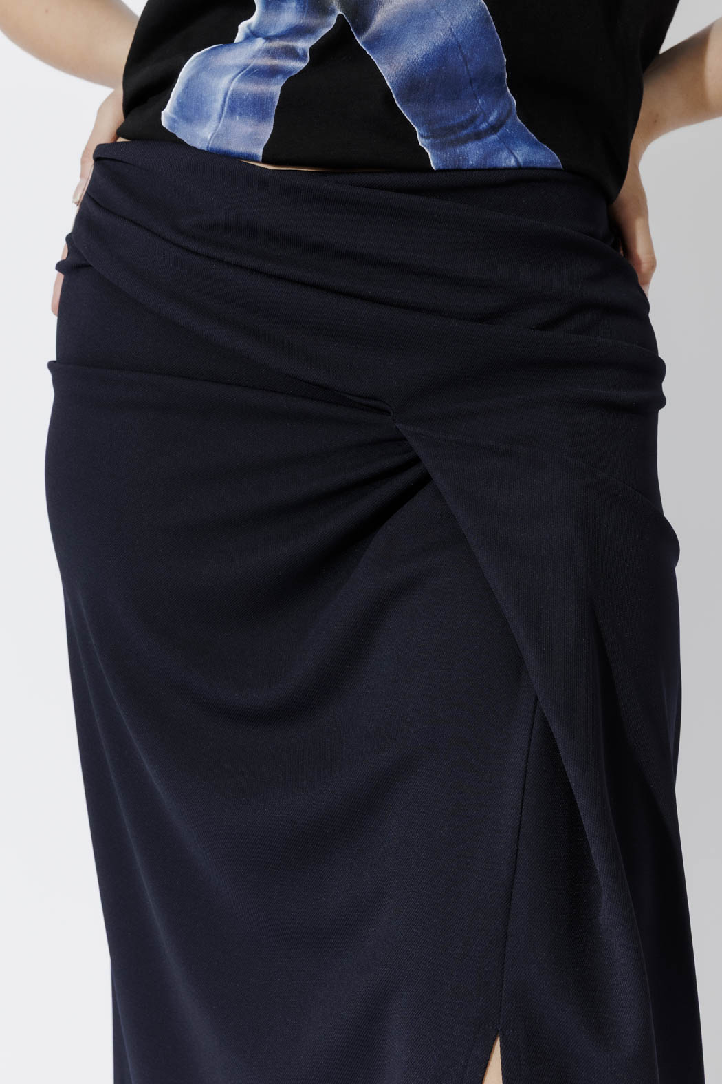 Black Drape Front Skirt