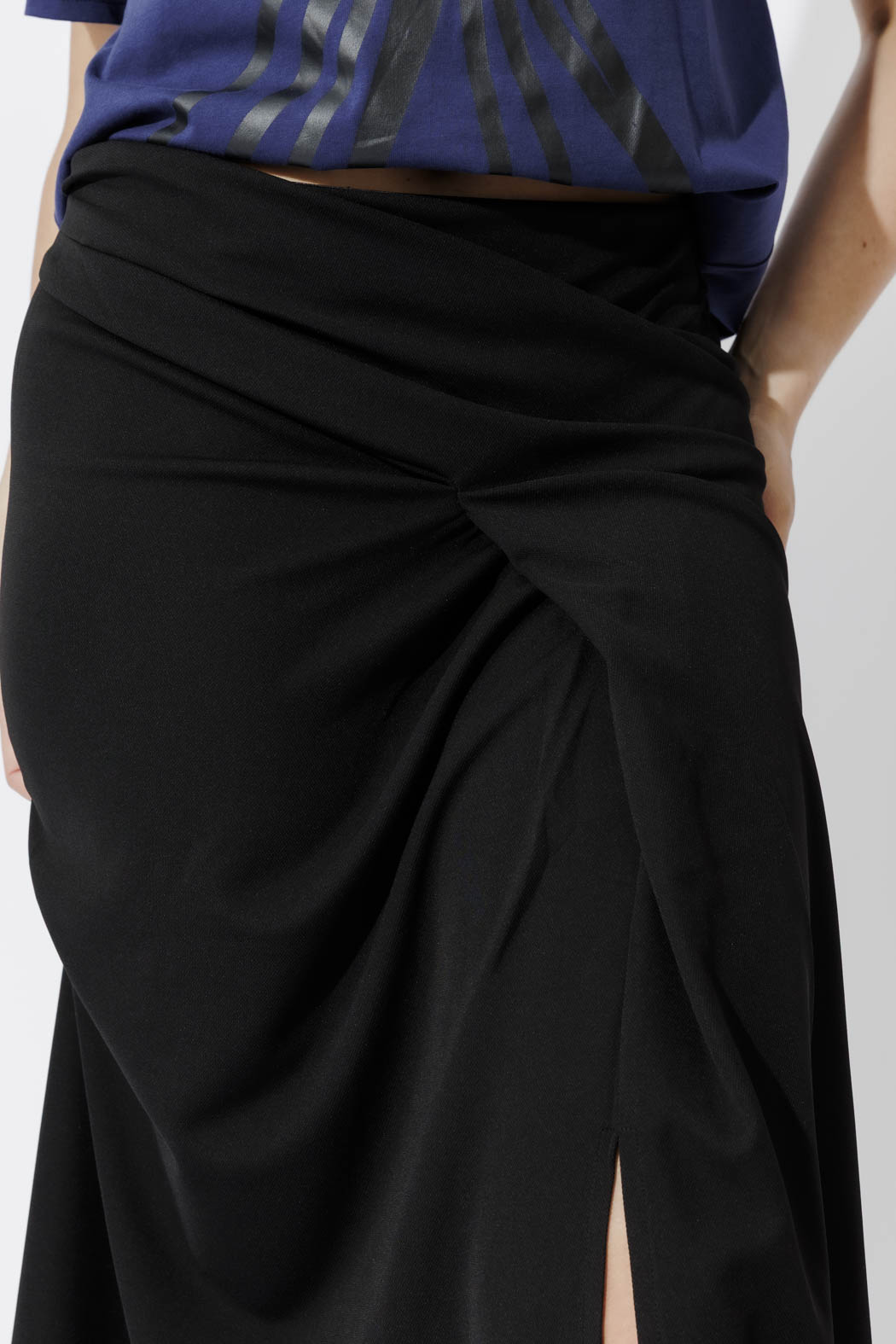 Black Drape Front Skirt