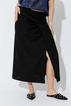 Black Drape Front Skirt