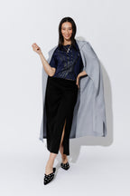 Black Drape Front Skirt