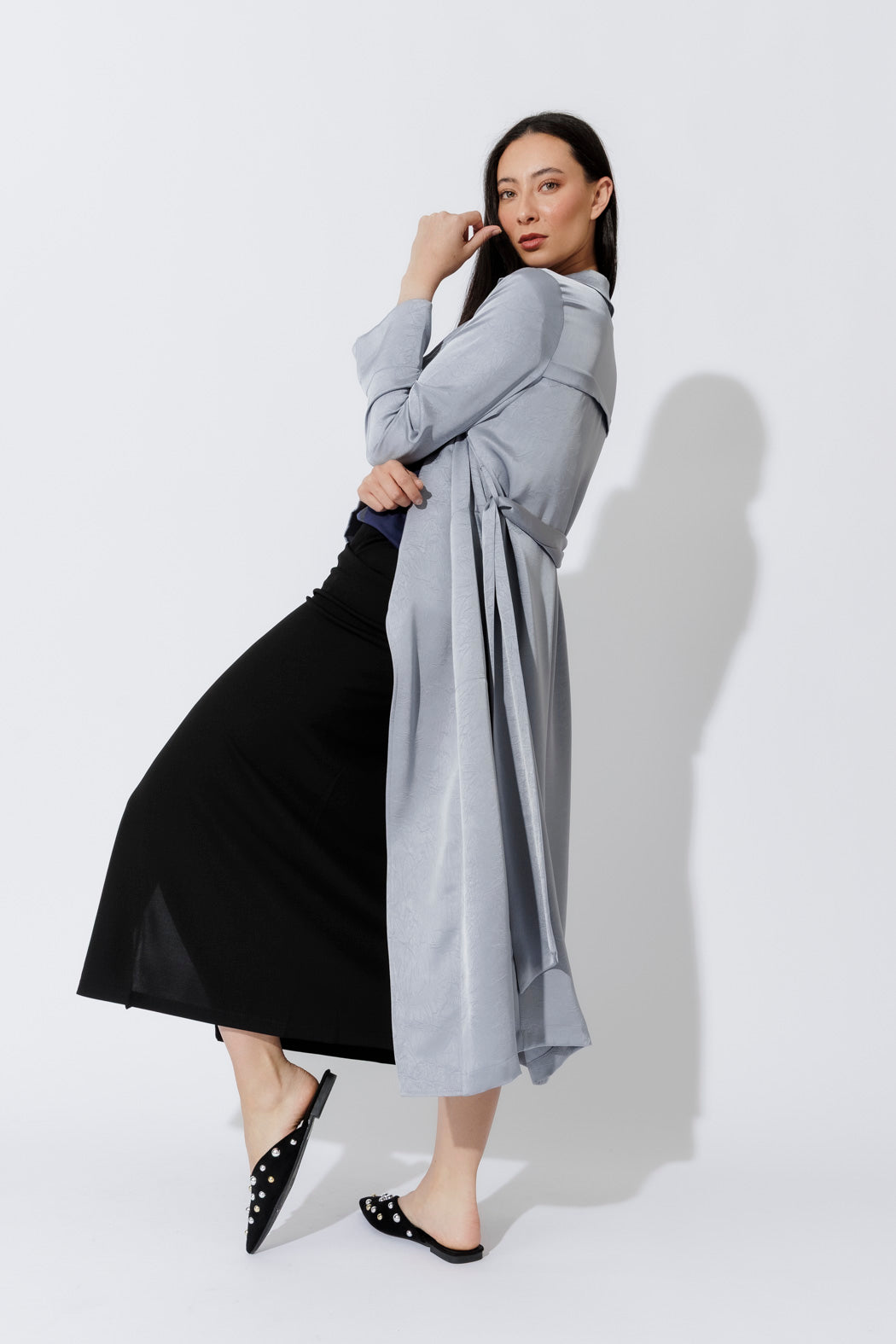 Silver Metallic Trench Coat